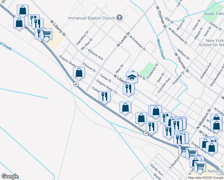 map of restaurants, bars, coffee shops, grocery stores, and more near 812 West Dominick Street in Rome