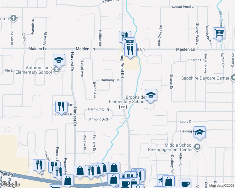 map of restaurants, bars, coffee shops, grocery stores, and more near 1123 County Road 136 in Rochester