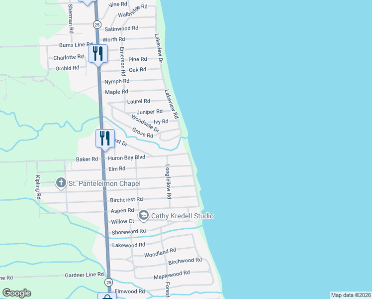 map of restaurants, bars, coffee shops, grocery stores, and more near 7493 Huron Bay Boulevard in Lexington