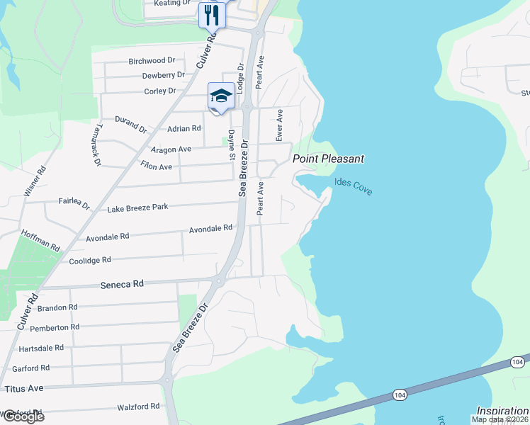map of restaurants, bars, coffee shops, grocery stores, and more near 134 Peart Avenue in Irondequoit