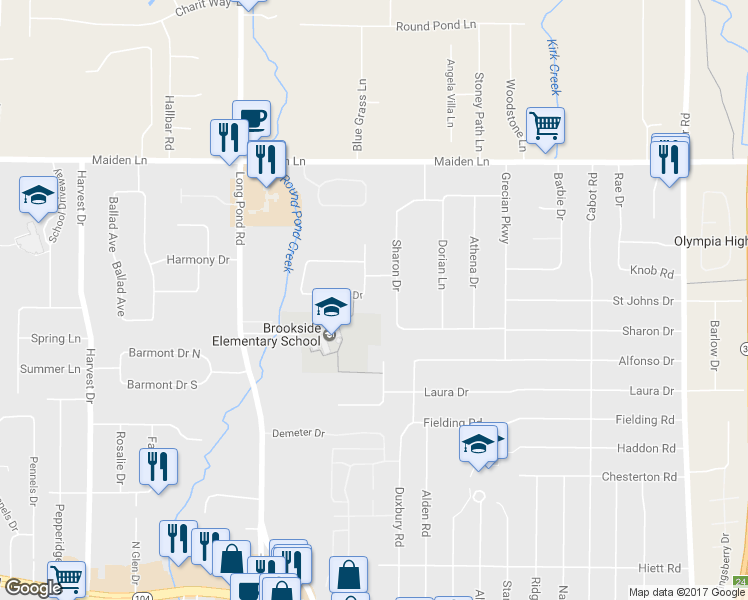 map of restaurants, bars, coffee shops, grocery stores, and more near 250 Erath Drive in Rochester