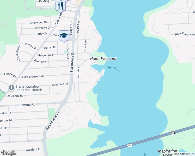 map of restaurants, bars, coffee shops, grocery stores, and more near 3138 Bay Front Lane in Rochester