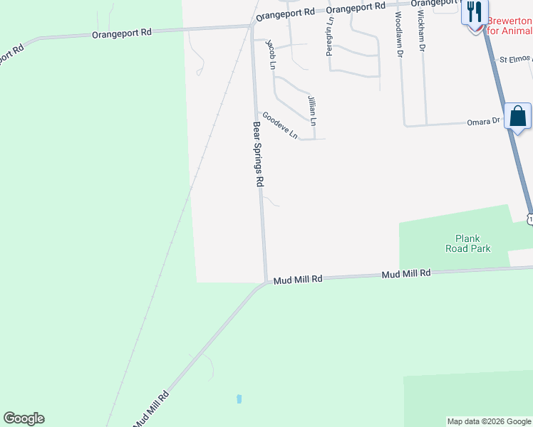map of restaurants, bars, coffee shops, grocery stores, and more near 9393 Bear Springs Road in Brewerton