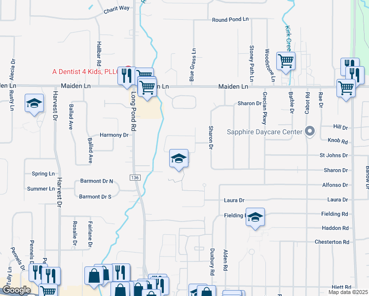 map of restaurants, bars, coffee shops, grocery stores, and more near 211 Erath Drive in Rochester