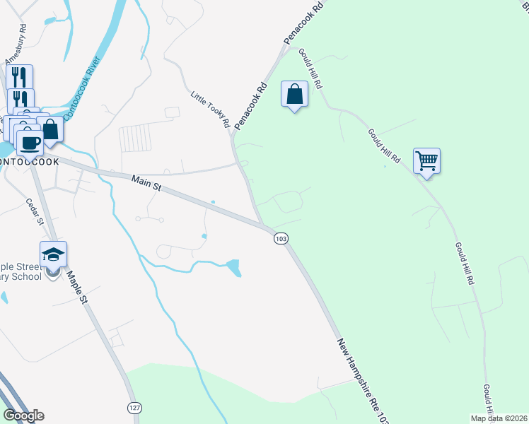 map of restaurants, bars, coffee shops, grocery stores, and more near 15 Indian Ridge Road in Hopkinton