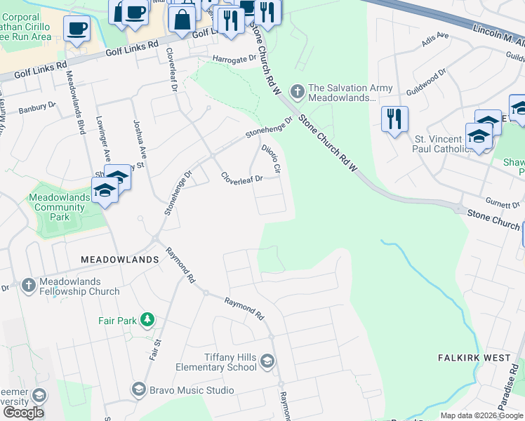 map of restaurants, bars, coffee shops, grocery stores, and more near 132 Diiorio Circle in Hamilton