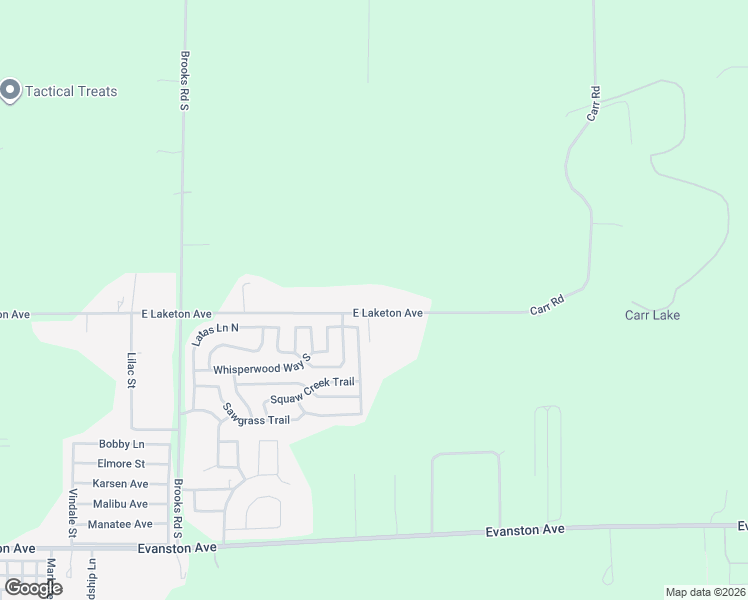 map of restaurants, bars, coffee shops, grocery stores, and more near 4425 East Laketon Avenue in Muskegon