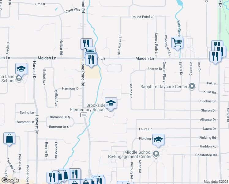map of restaurants, bars, coffee shops, grocery stores, and more near 42 Erath Drive in Rochester