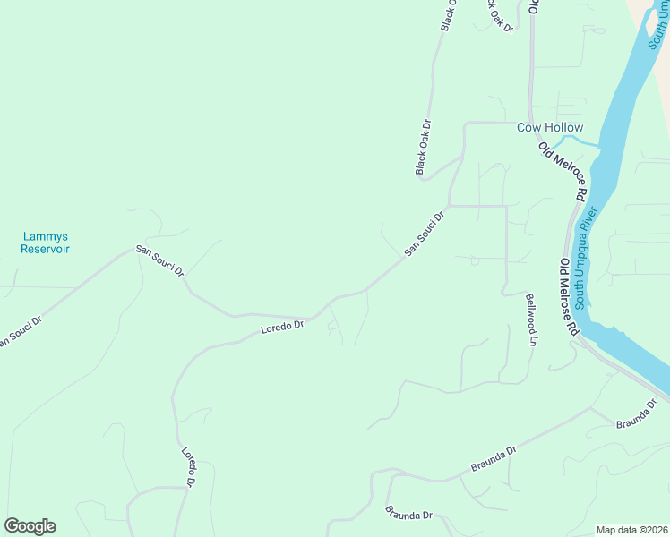 map of restaurants, bars, coffee shops, grocery stores, and more near 855 San Souci Drive in Roseburg