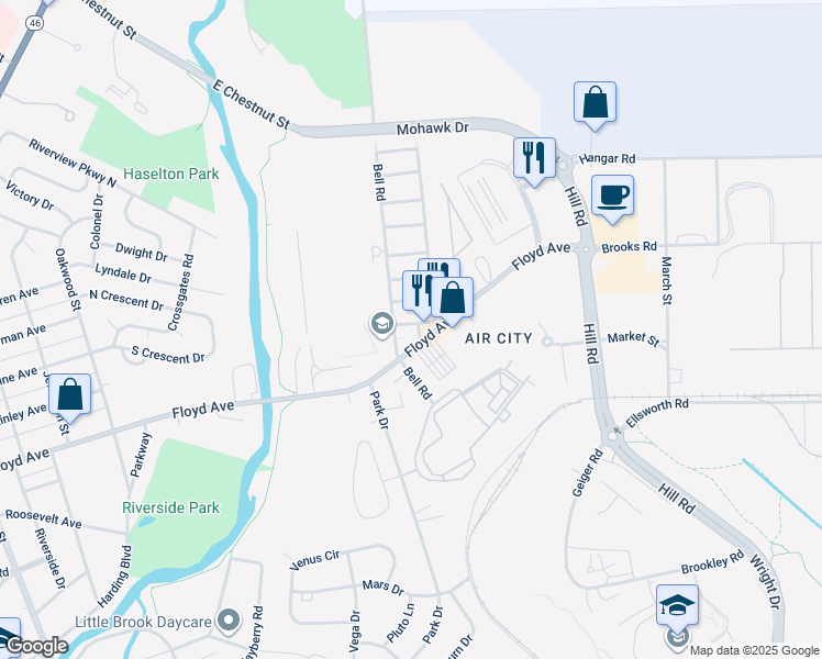 map of restaurants, bars, coffee shops, grocery stores, and more near 208 Bell Road in Rome