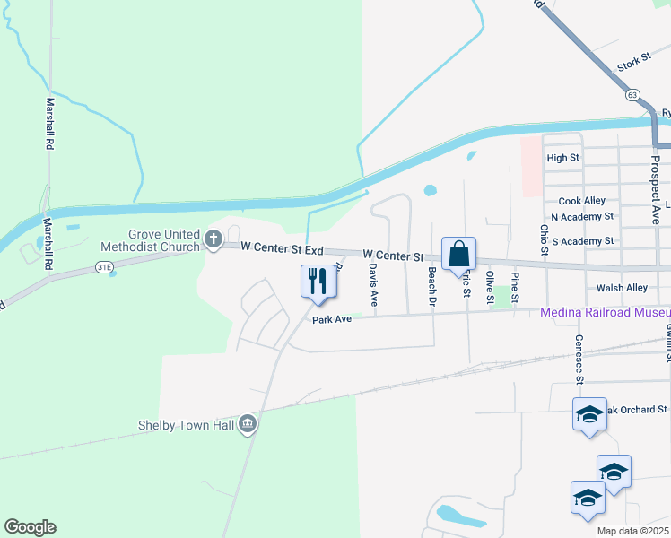 map of restaurants, bars, coffee shops, grocery stores, and more near in Medina