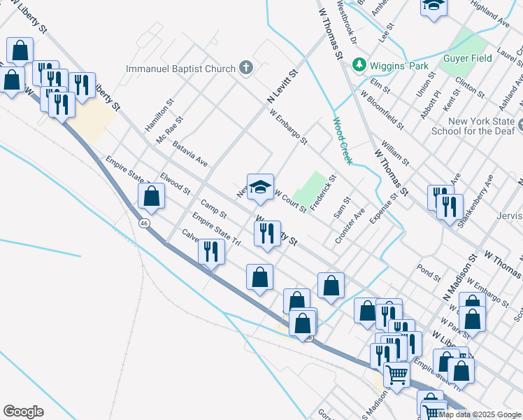 map of restaurants, bars, coffee shops, grocery stores, and more near 758 West Liberty Street in Rome