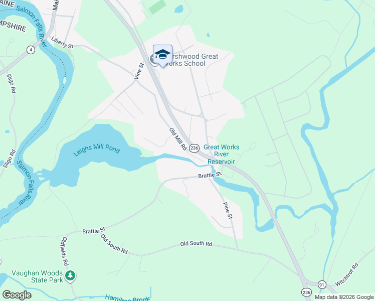 map of restaurants, bars, coffee shops, grocery stores, and more near 5 Old Mill Road in South Berwick