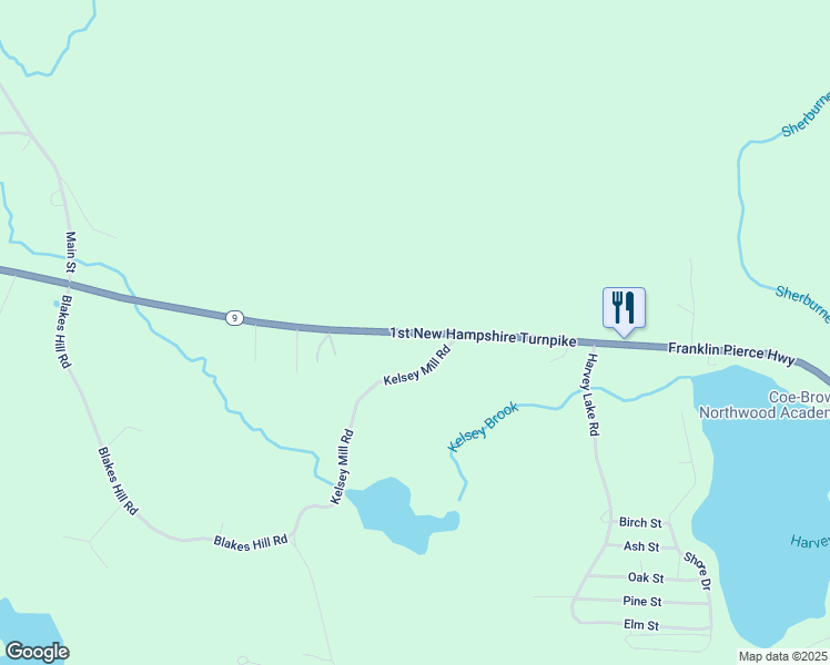 map of restaurants, bars, coffee shops, grocery stores, and more near 1139 1st New Hampshire Turnpike in Northwood