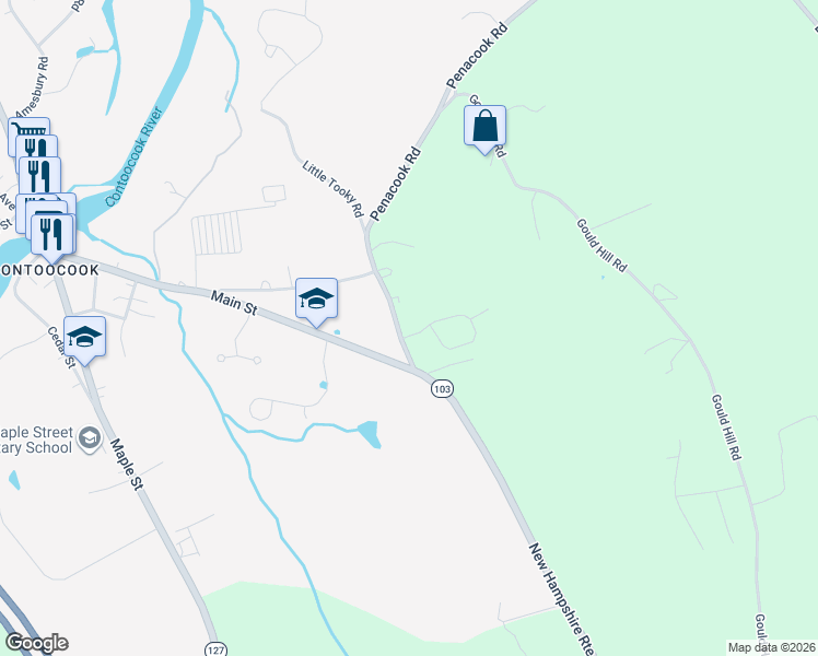 map of restaurants, bars, coffee shops, grocery stores, and more near 46 Indian Ridge Road in Hopkinton