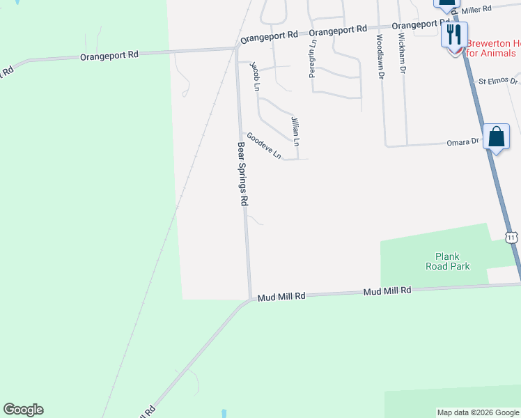 map of restaurants, bars, coffee shops, grocery stores, and more near 9406 Bear Springs Road in Brewerton