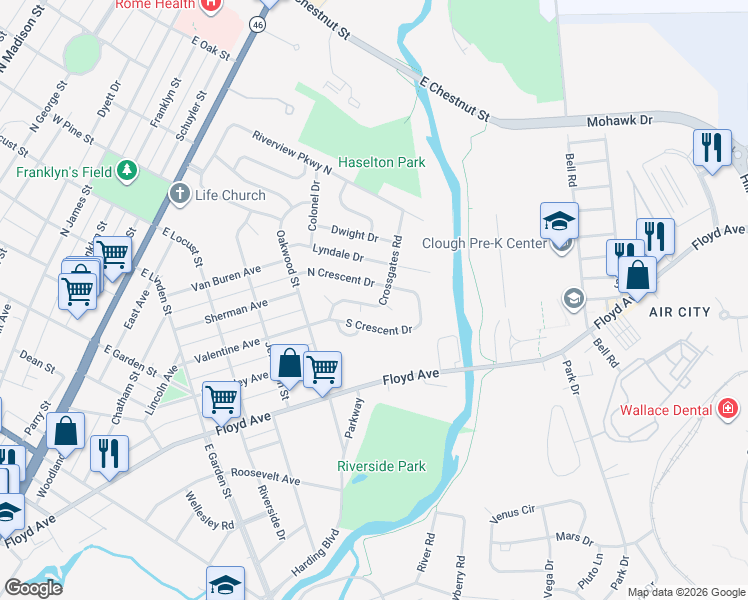map of restaurants, bars, coffee shops, grocery stores, and more near in Rome
