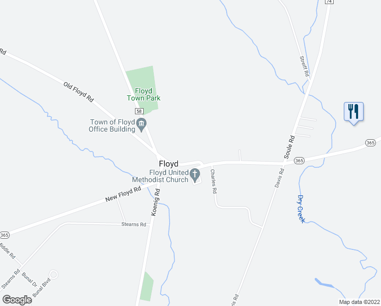 map of restaurants, bars, coffee shops, grocery stores, and more near 8367 Old Floyd Road in Rome
