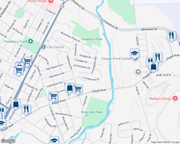 map of restaurants, bars, coffee shops, grocery stores, and more near in Rome