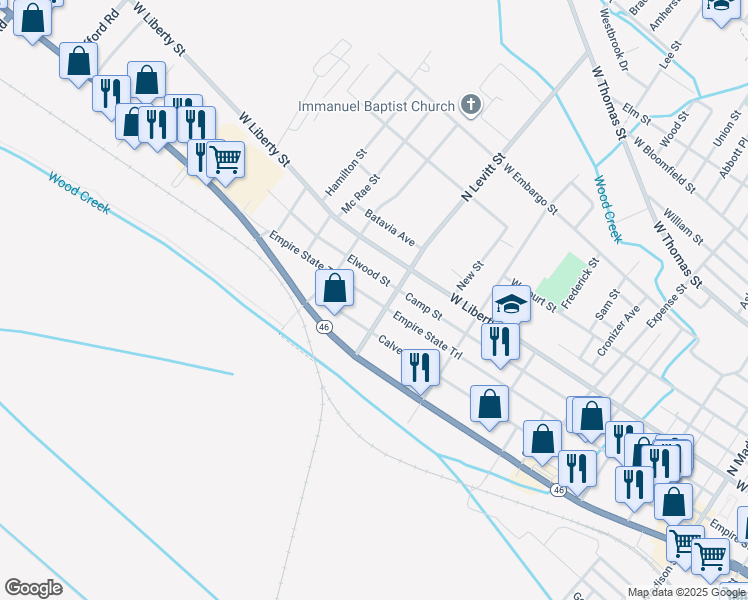 map of restaurants, bars, coffee shops, grocery stores, and more near 922 West Dominick Street in Rome