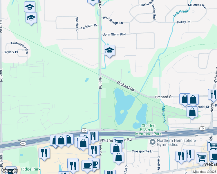 map of restaurants, bars, coffee shops, grocery stores, and more near 796 Holt Road in Webster