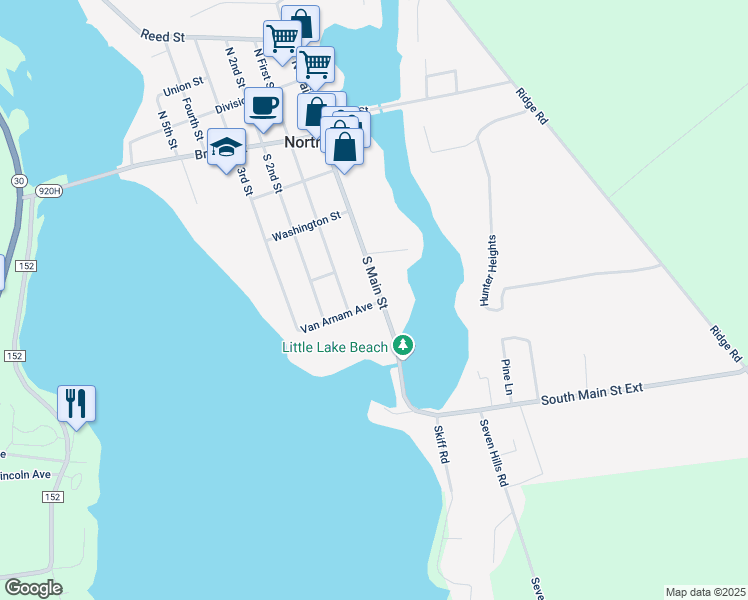 map of restaurants, bars, coffee shops, grocery stores, and more near 432 South Main Street in Northville