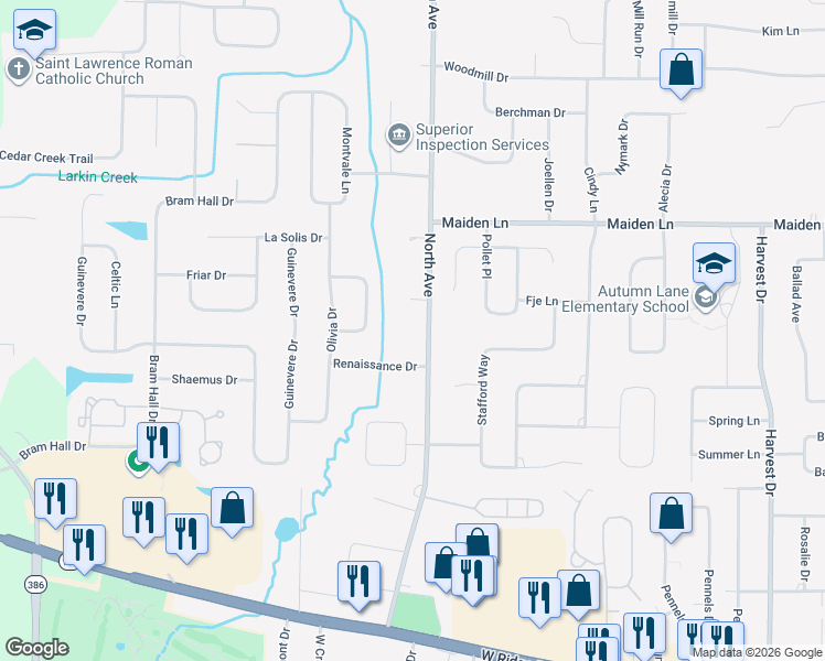 map of restaurants, bars, coffee shops, grocery stores, and more near 267 County Road 146 in Rochester