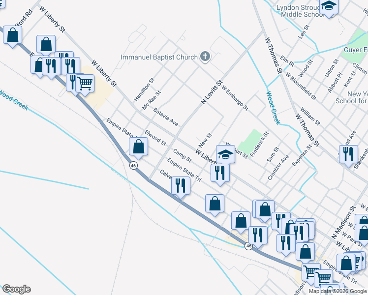 map of restaurants, bars, coffee shops, grocery stores, and more near 823 West Liberty Street in Rome