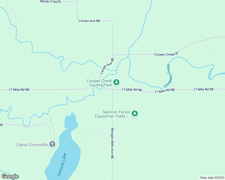 map of restaurants, bars, coffee shops, grocery stores, and more near 13746 17 Mile Road Northeast in Gowen