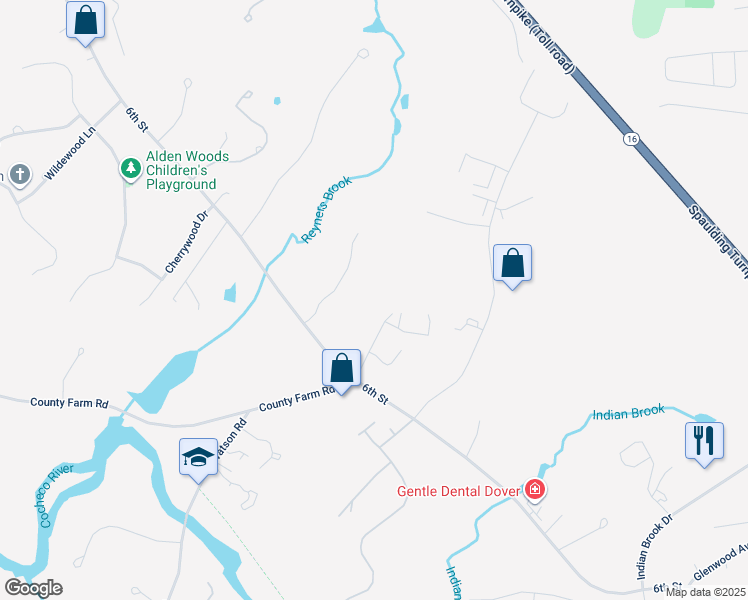 map of restaurants, bars, coffee shops, grocery stores, and more near 27 Production Drive in Dover