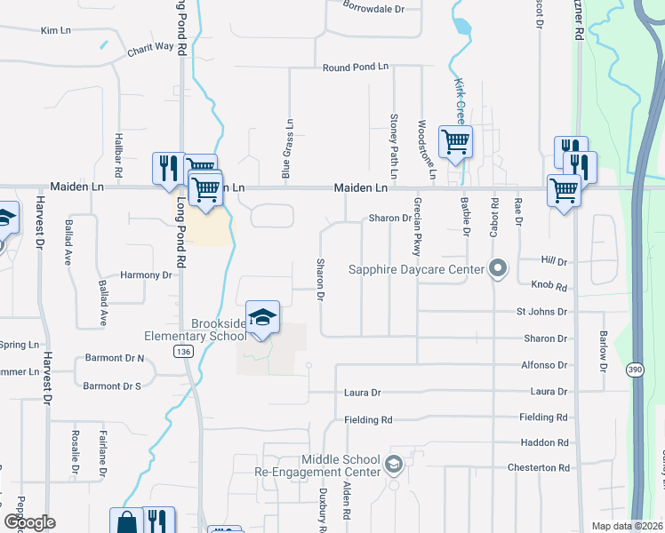 map of restaurants, bars, coffee shops, grocery stores, and more near 536 Sharon Drive in Rochester