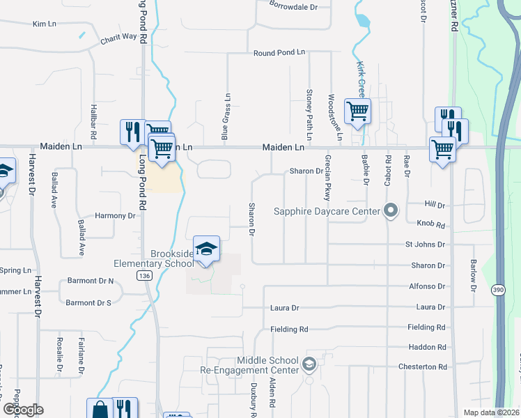 map of restaurants, bars, coffee shops, grocery stores, and more near 536 Sharon Drive in Rochester