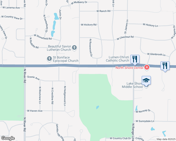 map of restaurants, bars, coffee shops, grocery stores, and more near 3319 West Mequon Road in Mequon