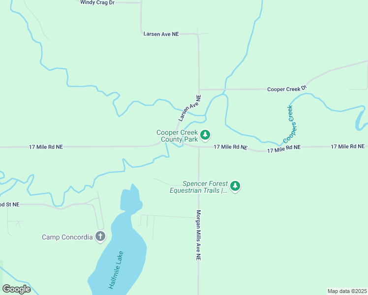 map of restaurants, bars, coffee shops, grocery stores, and more near 13746 17 Mile Road Northeast in Gowen