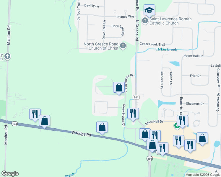 map of restaurants, bars, coffee shops, grocery stores, and more near 41 Wendy Lane in Rochester