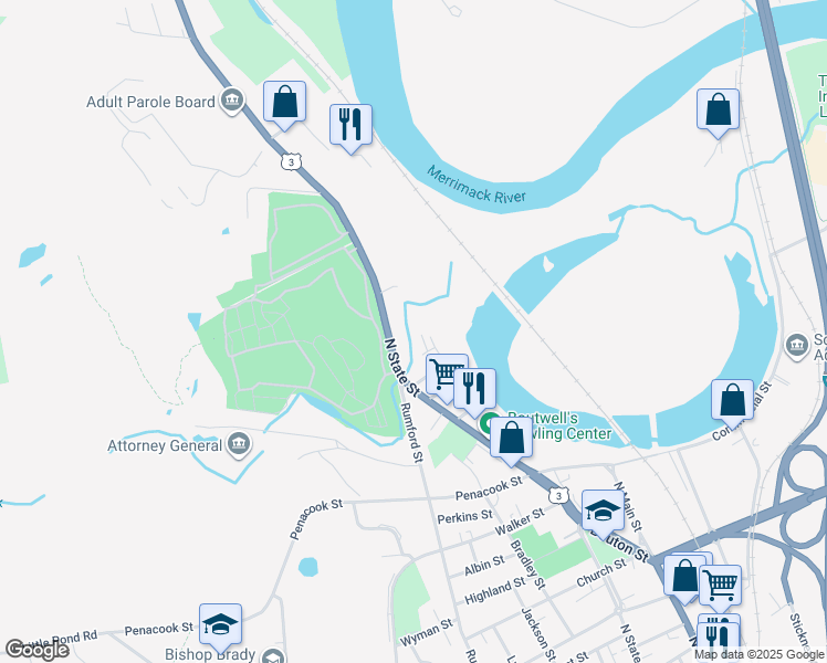 map of restaurants, bars, coffee shops, grocery stores, and more near 15 Perkins Court in Concord