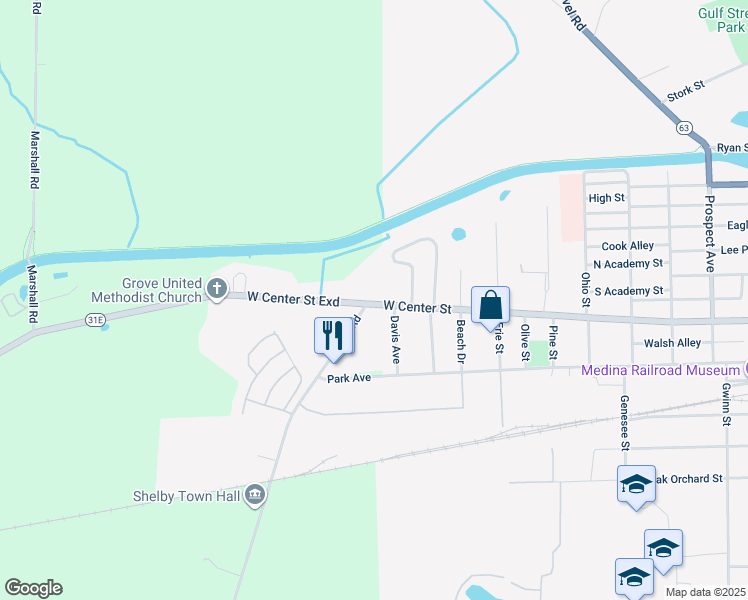 map of restaurants, bars, coffee shops, grocery stores, and more near in Medina