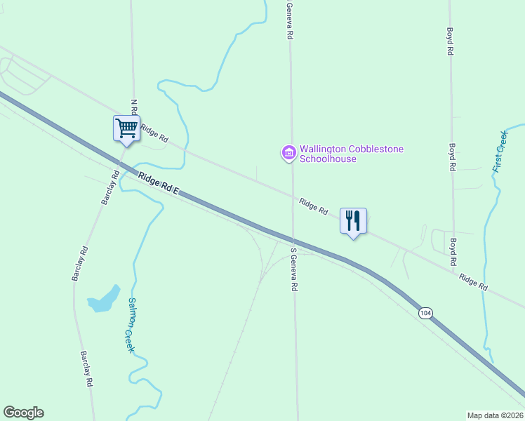 map of restaurants, bars, coffee shops, grocery stores, and more near 7756 Ridge Rd in Sodus