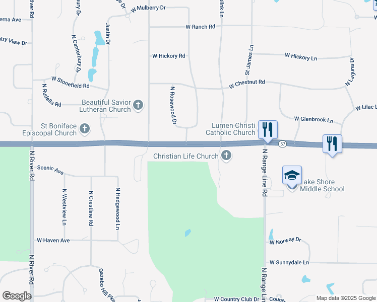 map of restaurants, bars, coffee shops, grocery stores, and more near 3203 West Mequon Road in Mequon