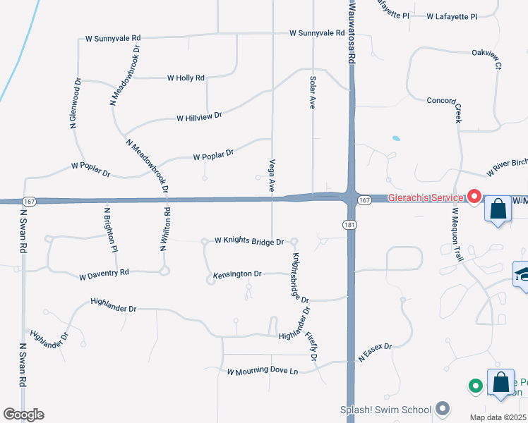 map of restaurants, bars, coffee shops, grocery stores, and more near 8041 West Mequon Road in Mequon