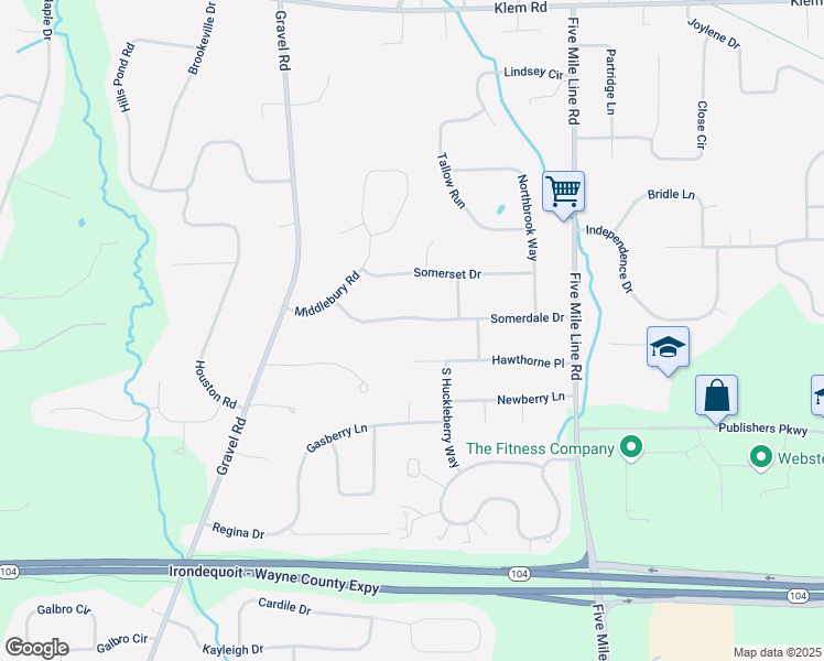 map of restaurants, bars, coffee shops, grocery stores, and more near 753 Somerdale Drive in Webster
