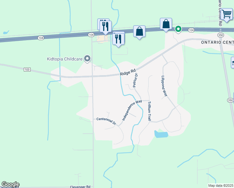 map of restaurants, bars, coffee shops, grocery stores, and more near 1205 Centennial Drive in Ontario