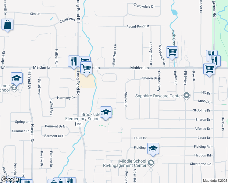 map of restaurants, bars, coffee shops, grocery stores, and more near 42 Erath Drive in Rochester