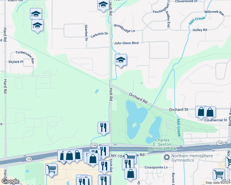 map of restaurants, bars, coffee shops, grocery stores, and more near 796 Holt Rd in Webster