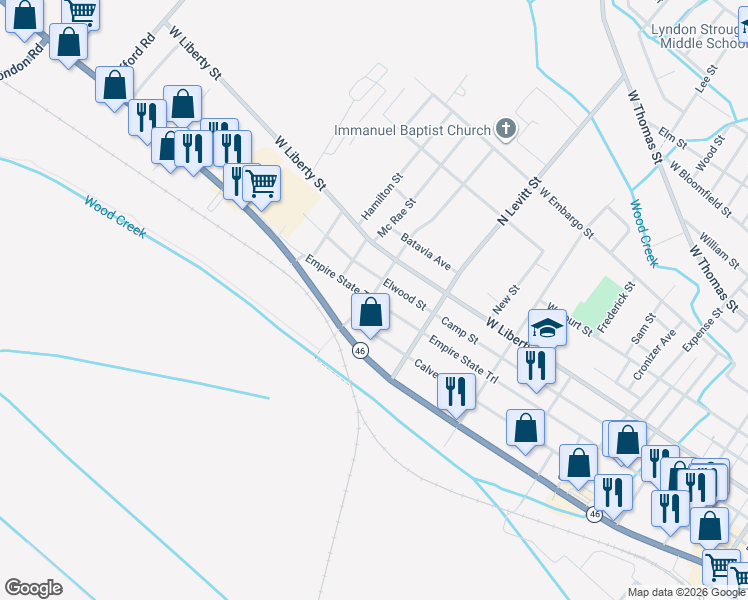 map of restaurants, bars, coffee shops, grocery stores, and more near 105 S Charles St in Rome