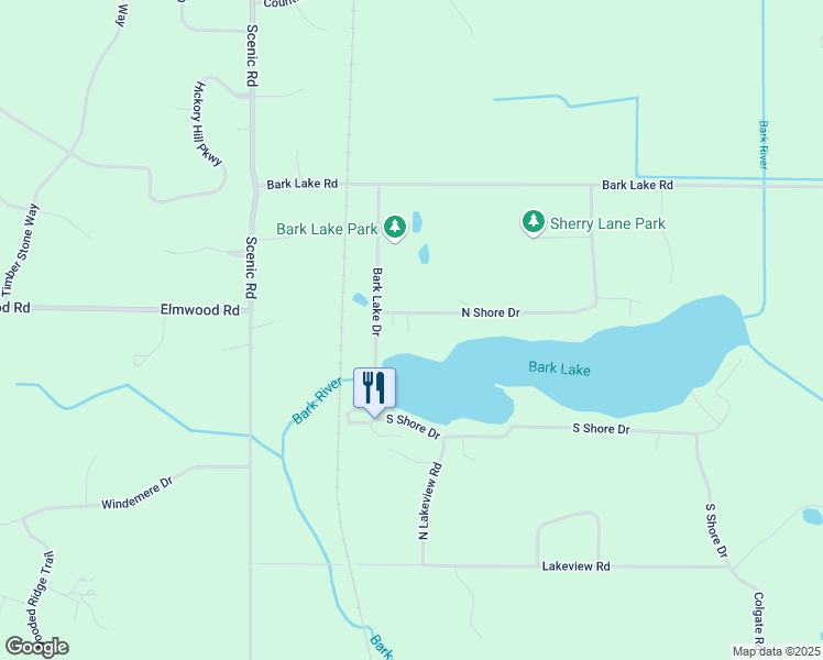 map of restaurants, bars, coffee shops, grocery stores, and more near 3573 North Shore Drive in Hubertus