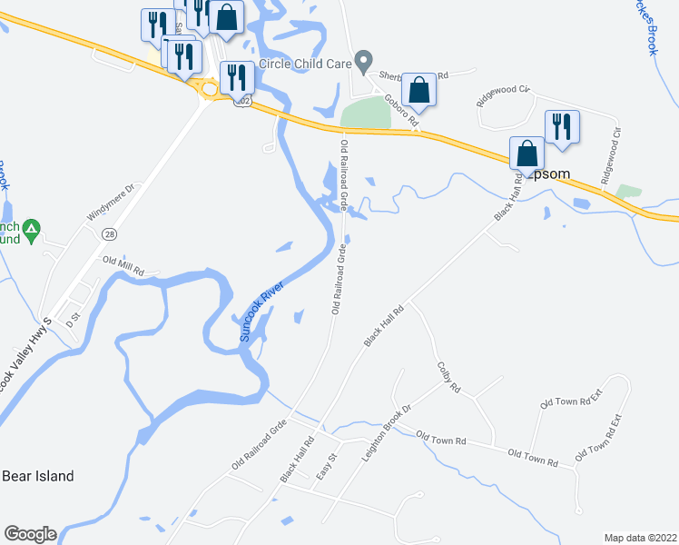 map of restaurants, bars, coffee shops, grocery stores, and more near Old Railroad Grde in Epsom