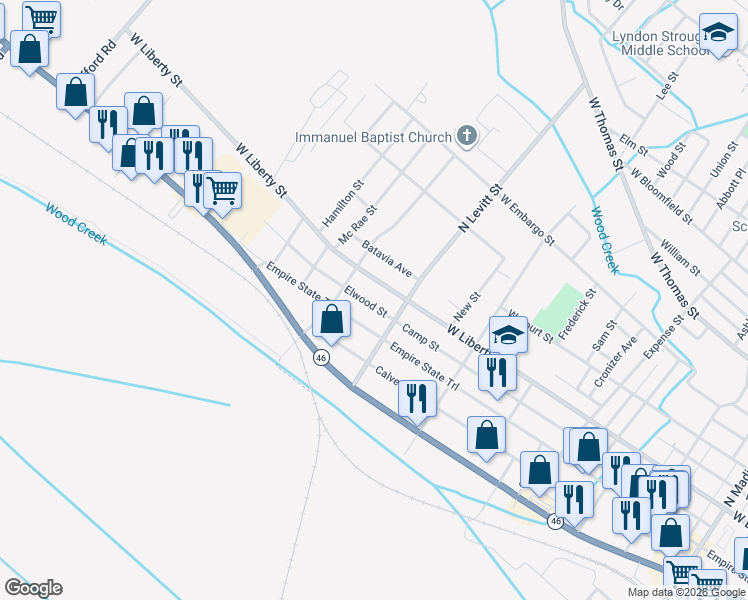 map of restaurants, bars, coffee shops, grocery stores, and more near 922 West Dominick Street in Rome