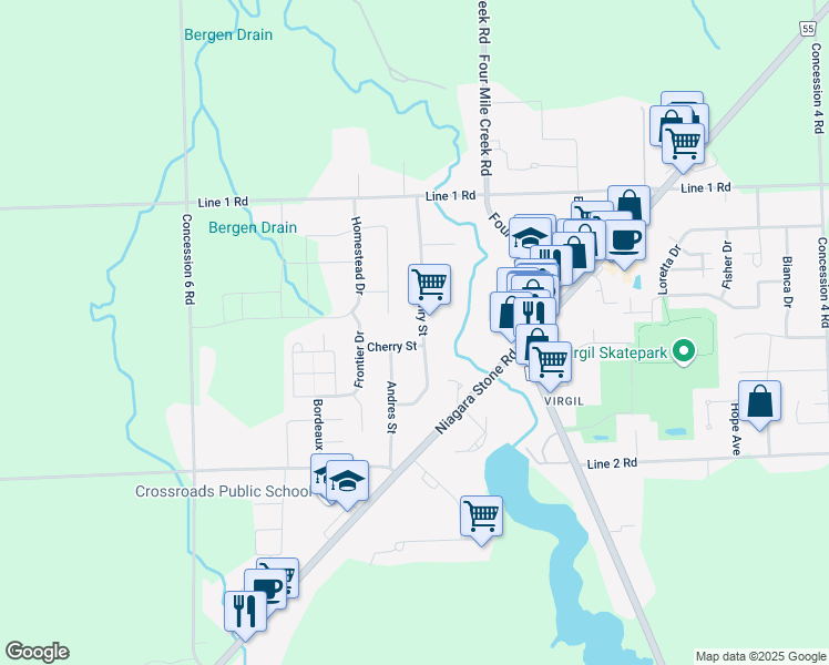map of restaurants, bars, coffee shops, grocery stores, and more near 31 Henry Street in Niagara-on-the-Lake