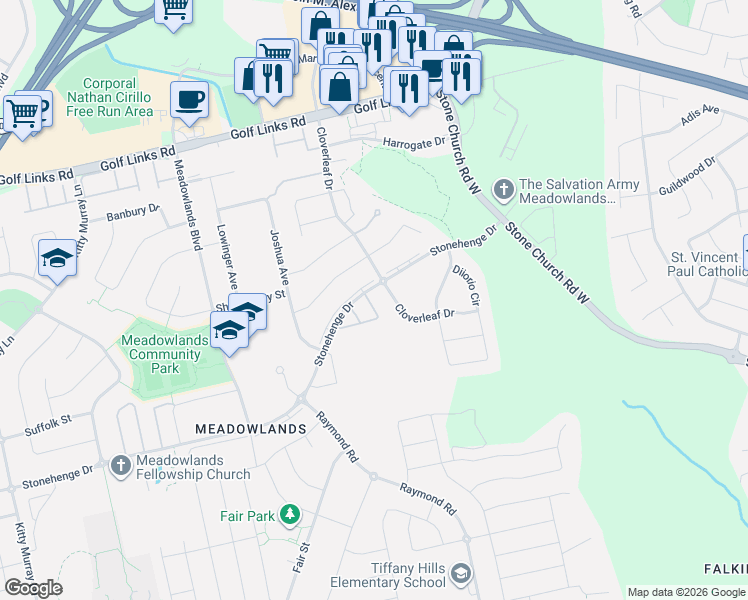 map of restaurants, bars, coffee shops, grocery stores, and more near 23 Landscapes Trail in Hamilton